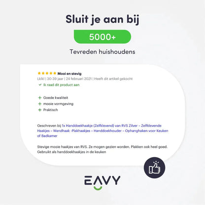 EAVY Zelfklevende Handdoekhaakjes – Set van 4 Handdoekhouders - RVS - Eavy.nl