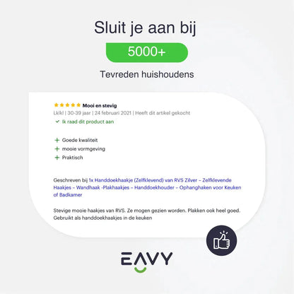EAVY Zelfklevende Handdoekhaakjes – Set van 4 Handdoekhouders - RVS - Eavy.nl