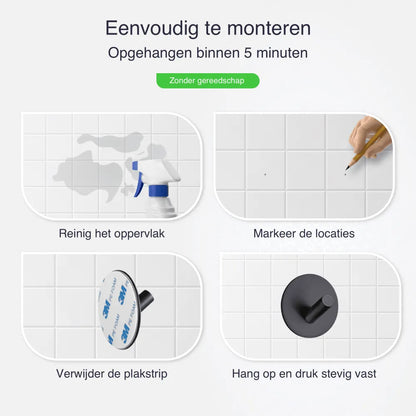 Handdoekhaakjes zonder boren zwart