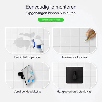 Handdoekhaakjes zonder boren zwart