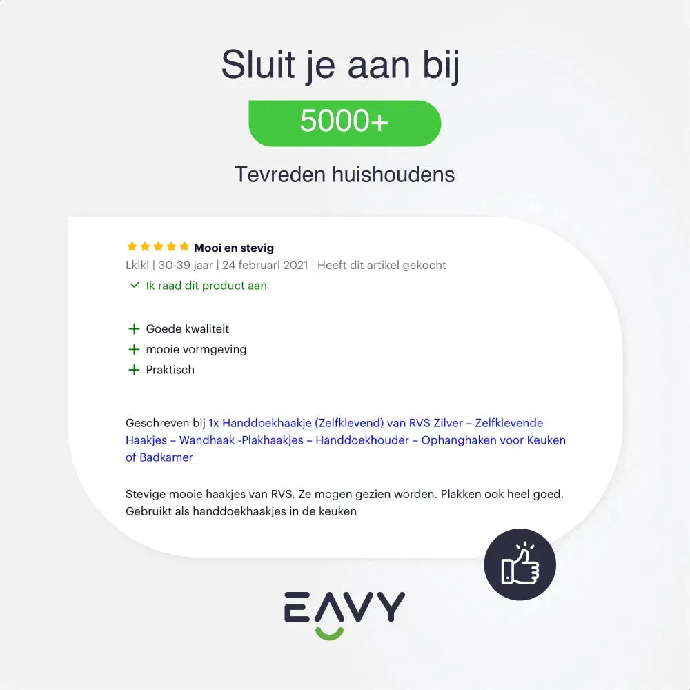 EAVY Zelfklevende Handdoekhaakjes – Set van 4 Handdoekhouders - RVS - Eavy.nl