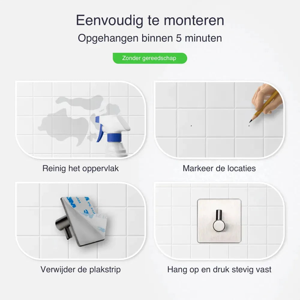 Handdoekhaakjes zonder boren