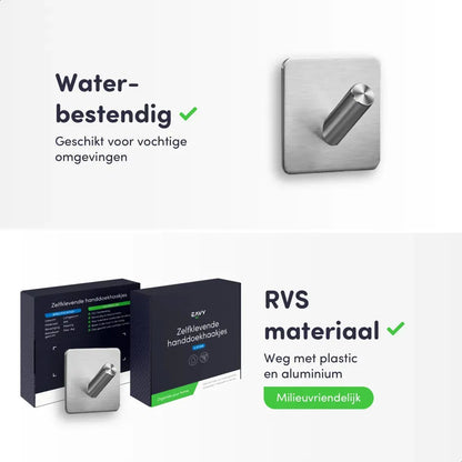 EAVY Zelfklevende Handdoekhaakjes – Set van 4 Handdoekhouders - RVS - EAVY.NL