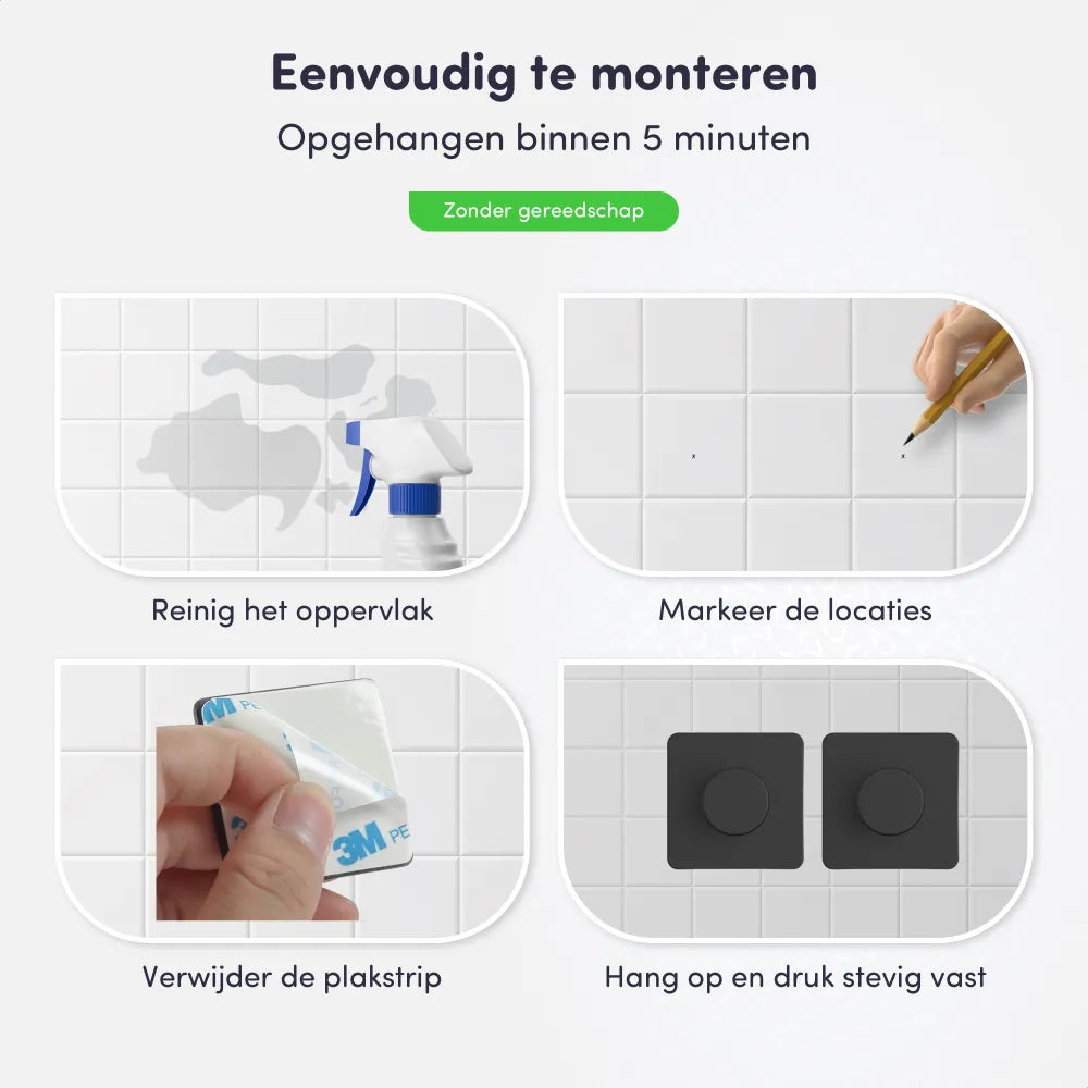 Eenvoudige montage van zelfklevende handdoekhaakjes - Stap voor stap instructies voor bevestiging