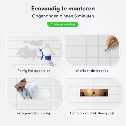 EAVY - Zelfklevende handdoekhouder - Geborsteld Koper - RVS