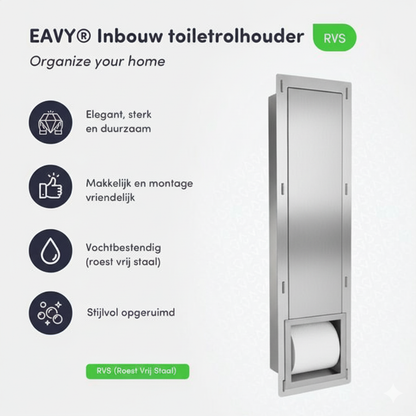 Inbouw toilet rolhouder RVS