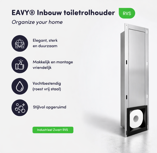 Inbouw toilet rolhouder zwart RVS