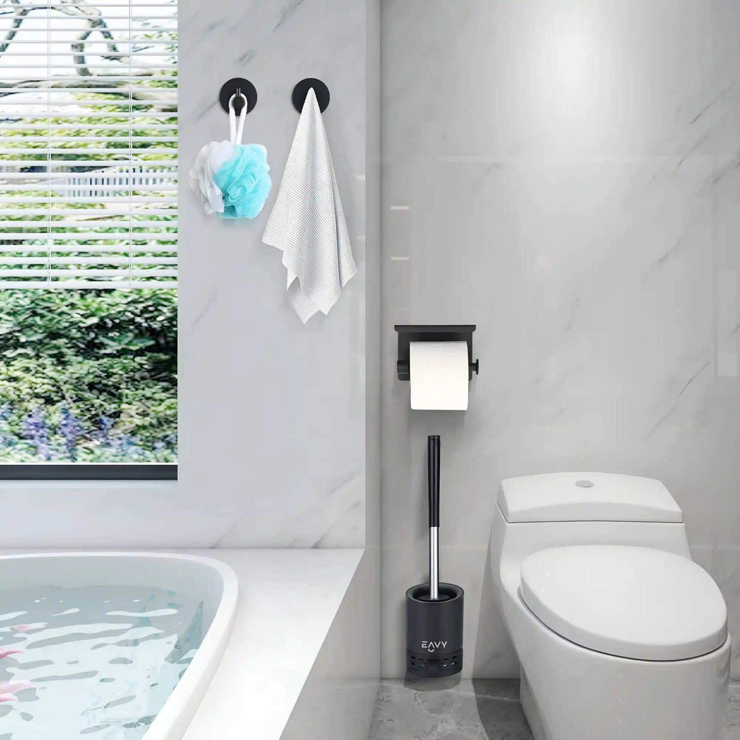 Toiletset - toiletaccessoires - toiletborstel handdoekhaakjes en wc rol houder