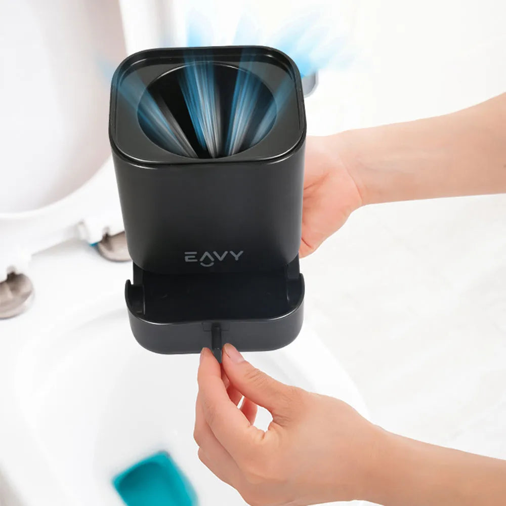 WC Borstel met Houder - Hygiënische Toiletborstelhouder Siliconen - Zwart - Vierkant - EAVY.NL