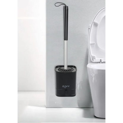 WC Borstel met Houder - Hygiënische Toiletborstelhouder Siliconen - Zwart - Vierkant - EAVY.NL