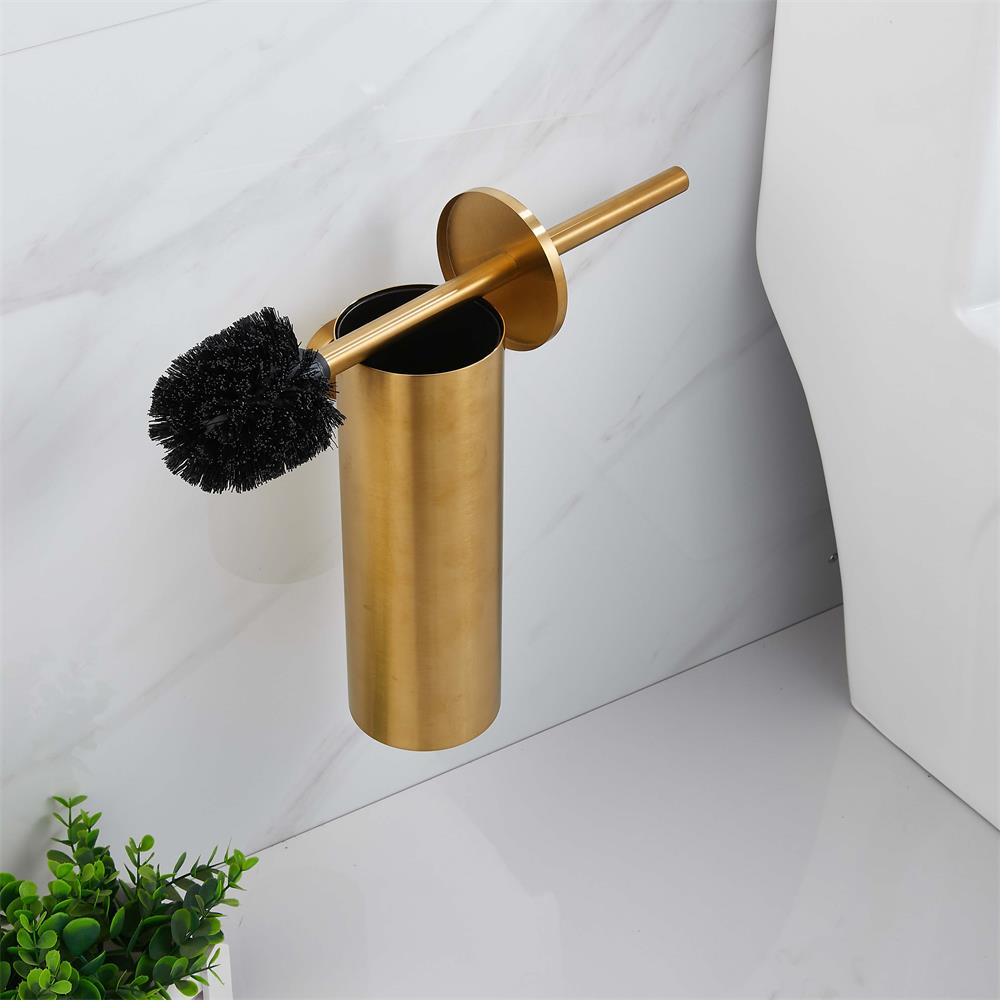 WC Borstel met Houder - Toiletborstel met Houder - RVS Goud - Hangend