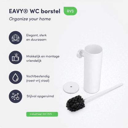 WC Borstel met Houder - Toiletborstel met Houder - RVS Wit - Hangend