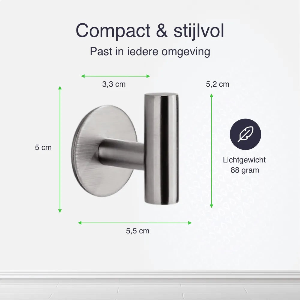 Zelfklevende Handdoekhaakjes - 2 Stuks - Badkamer-, kapstok-, jas- en wandhaak - Handdoekhouder - Handdoeklusjes - RVS - Satin - Eavy.nl