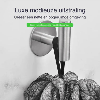 Zelfklevende Handdoekhaakjes - 2 Stuks - Badkamer-, kapstok-, jas- en wandhaak - Handdoekhouder - Handdoeklusjes - RVS - Satin - Eavy.nl
