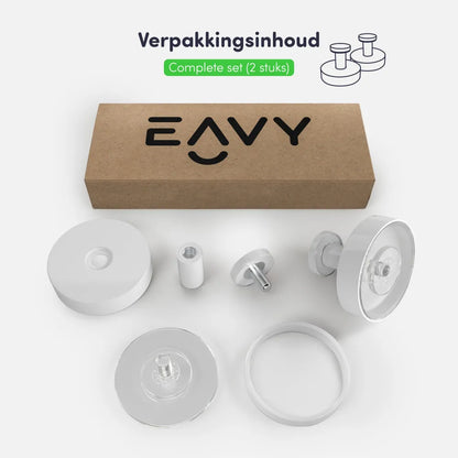Zuignap met haak (2 stuks) - Handdoekhaakje - Wit - RVS