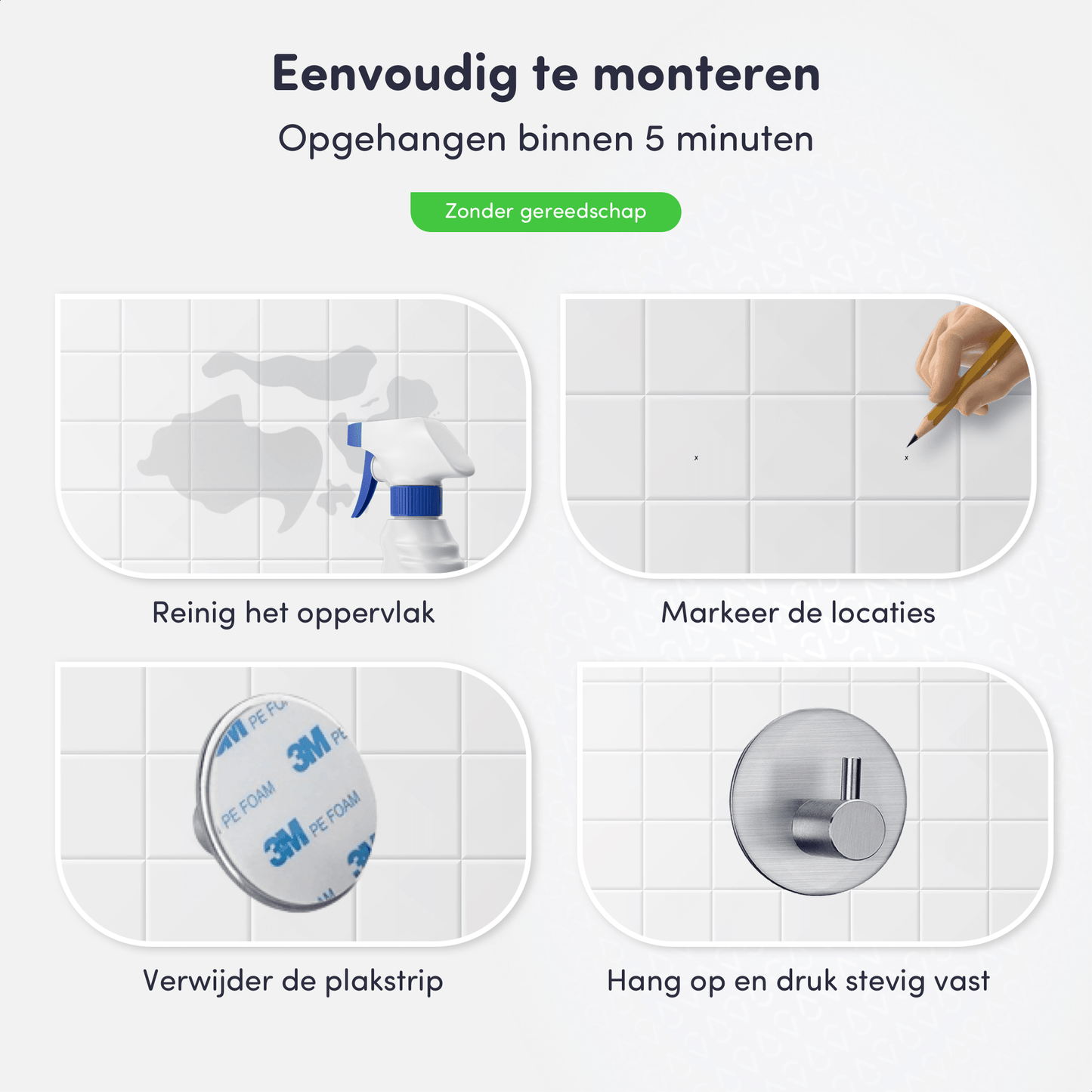 Handdoekhaakje zonder boren