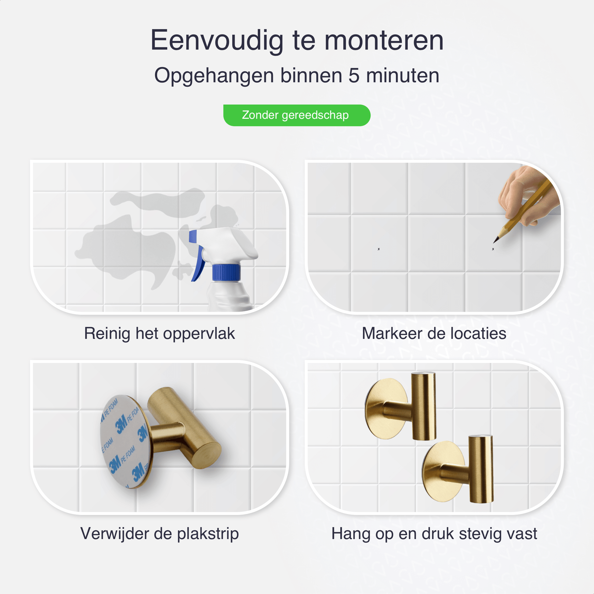 Handdoekhaakjes zonder boren