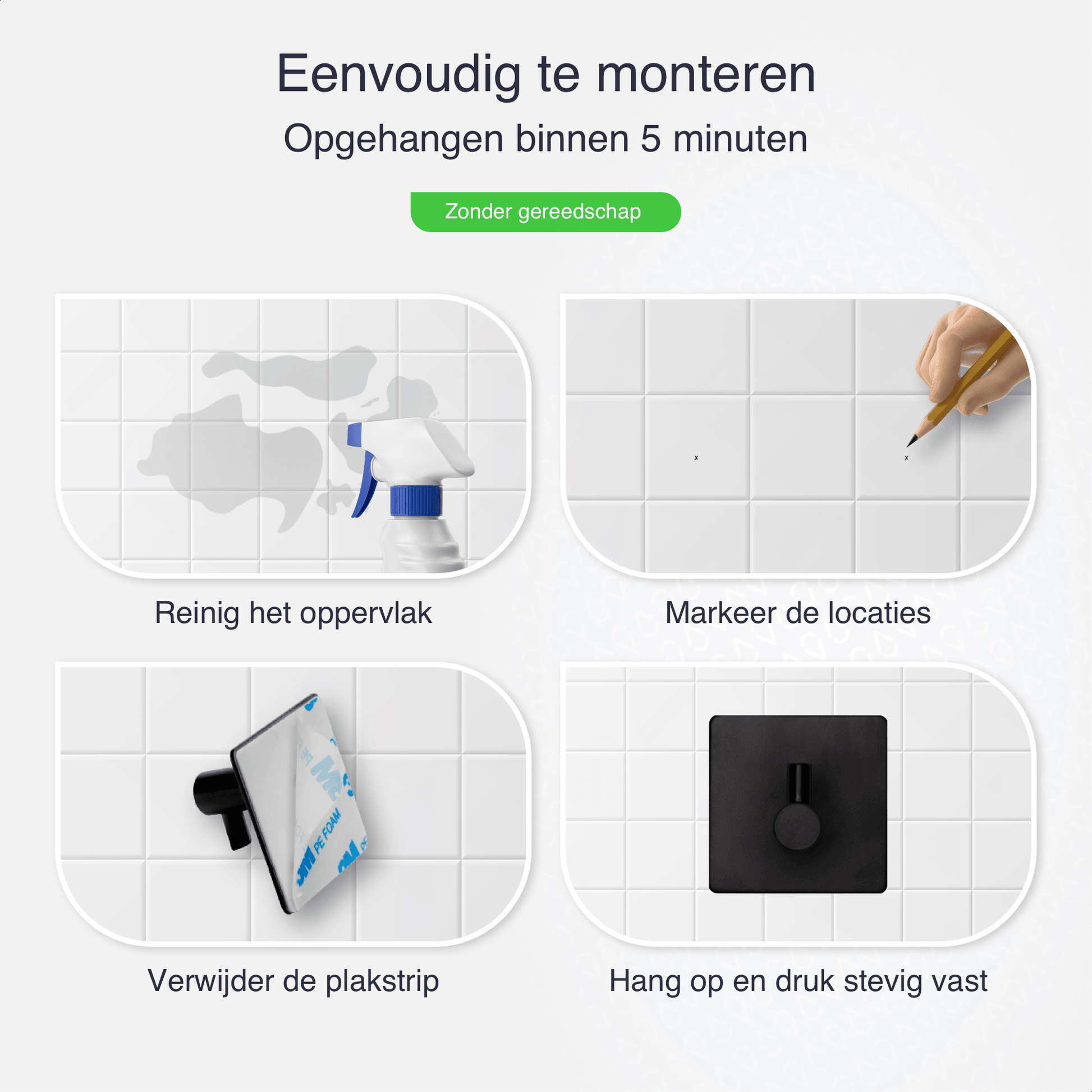 Handdoekhaakjes zonder boren zwart