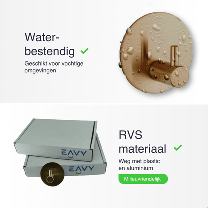 EAVY Zelfklevende Handdoekhaakjes – Set van 2 Handdoekhouders - Goud - RVS - Eavy.nl