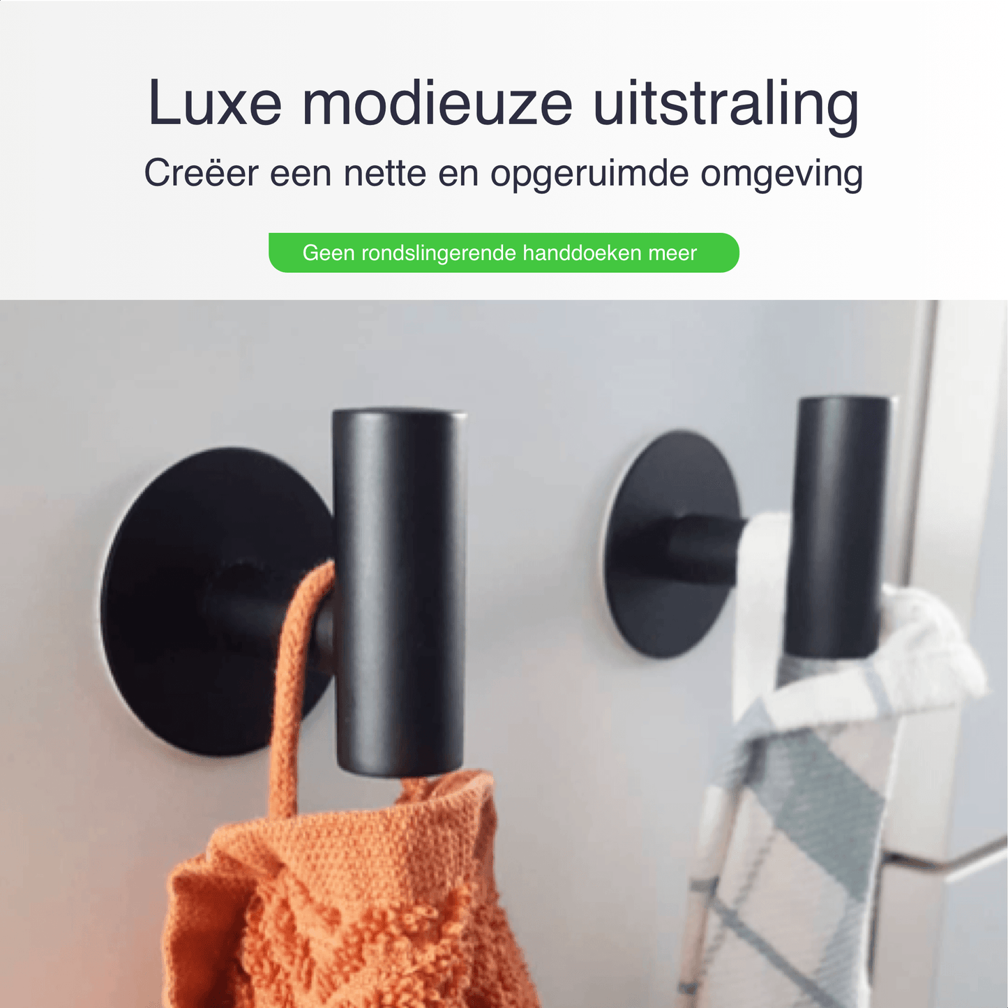 Luxe handdoekhouders zwart mat rvs