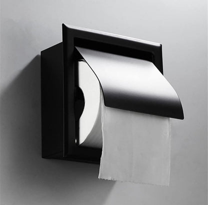 Zwarte inbouw toiletrolhouder voor in de muur - Eavy.nl