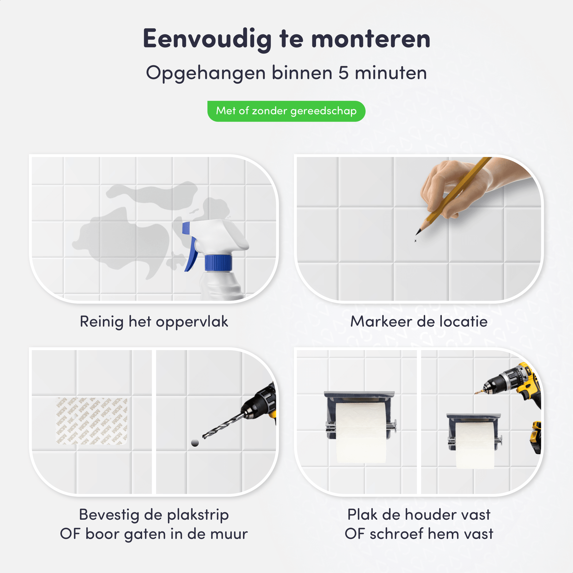 WC rol houder zonder boren
